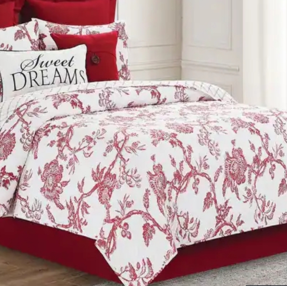 Colonial Williamsburg Arcadia Red Full/Queen Size Quilt Set
